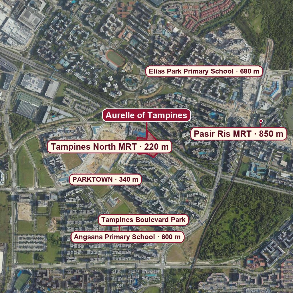 Map of Aurelle of Tampines